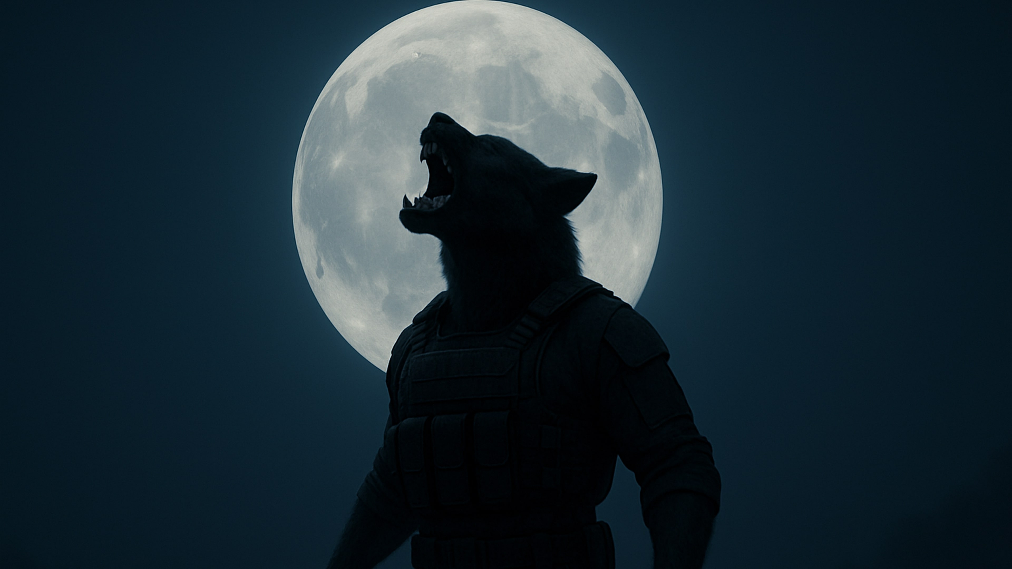 Loup solitaire hurlant à la pleine lune sur une crête rocheuse